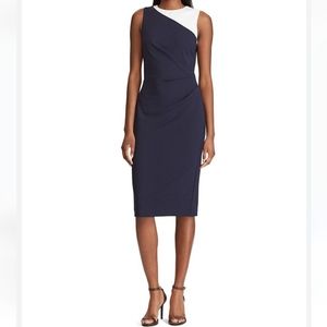 Navy Blue and White Lauren Ralph Lauren Sleeveless Dress